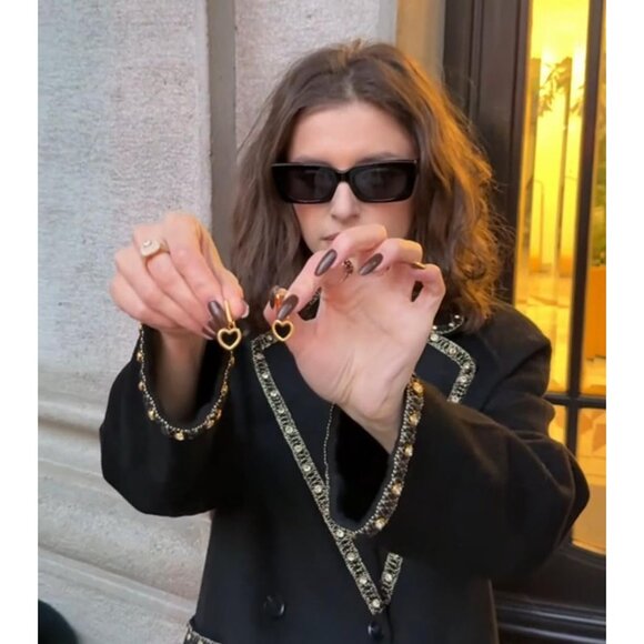 Women Black 14K Gold Plated Small Huggee Hoop Dangle Earrings Trendy Jewelry - Picture 3 of 6